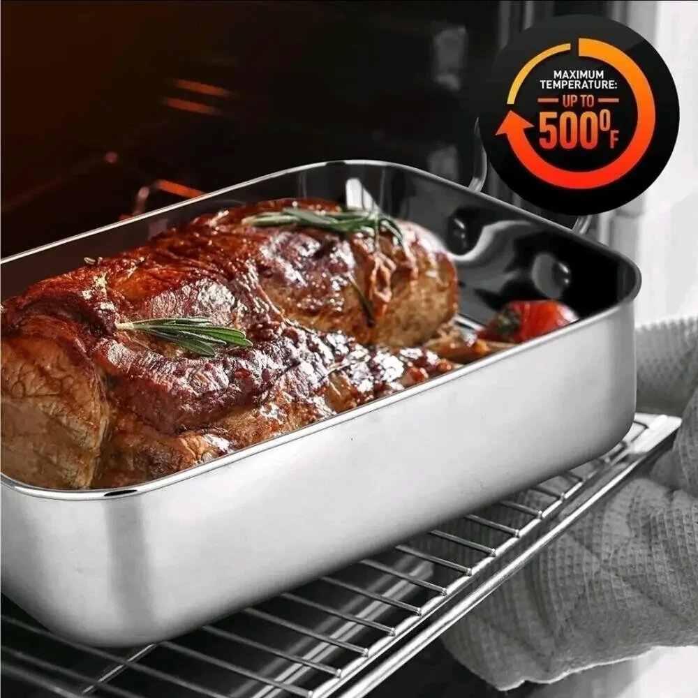 NutriChef Stainless Steel Roasting Pan 14